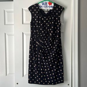 Signature Sadie knee length dress, navy with polka dots- perfect for work - 16W